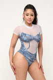 Denim Print Bodysuit