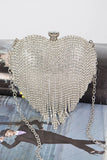 Heart Rhinestone Fringe Bag