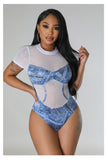 Denim Print Bodysuit