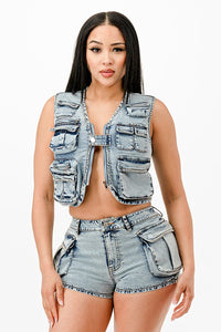 Denim Vest Set