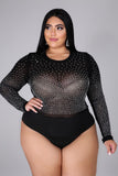 Night Life Bodysuit Black Plus Size