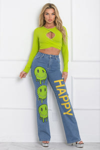 Emoji Denim Pants