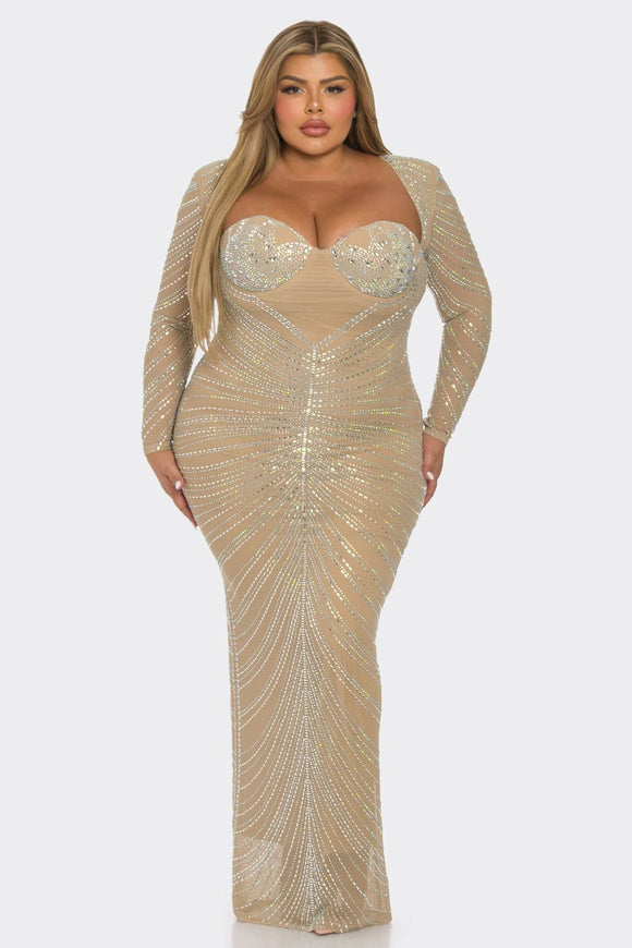 Kareen Rhinestone Plus Dress