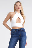 Cross Front Open Back Crop Top