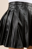 PU Pleated Skirt Black Plus Size