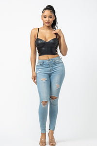 PU Leather Bustier Top