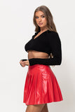 PU Pleated Skirt Red