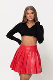 PU Pleated Skirt Red