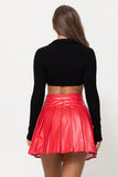 PU Pleated Skirt Red