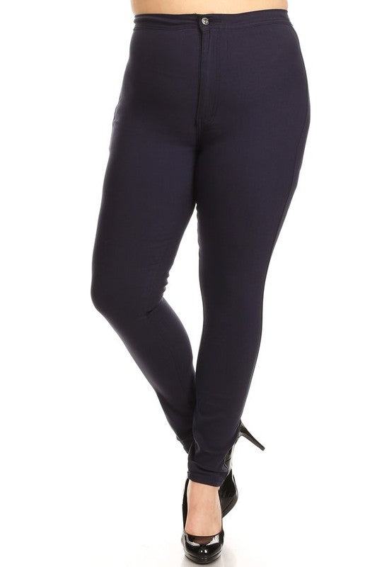 High Waist Pants Black Plus Size