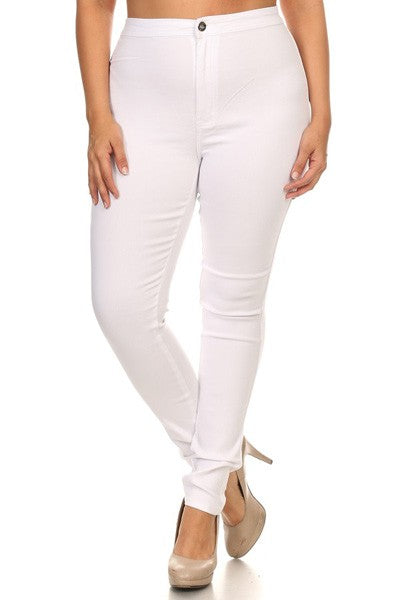 High Waist pants White Plus Size