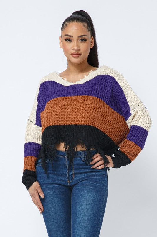 Color Block Sweater Top