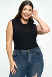 Knitted Bodysuit Black Plus Size