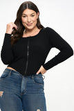 Zip Front Top Plus Size