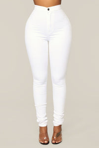 High Rise Basic White Jeans