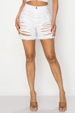 Destroyed Jeans Shorts White