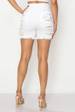 Destroyed Jeans Shorts White