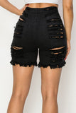 Heavy Distressed Black Shorts