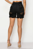 Heavy Distressed Black Shorts