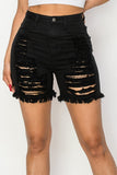 Heavy Distressed Black Shorts