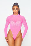 Heart Mesh Rhinestone Bodysuit