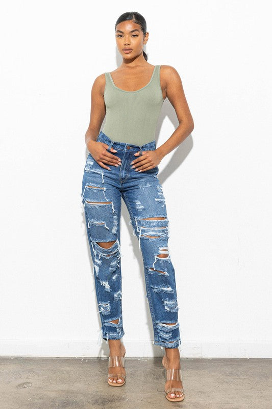 Ripped Distressed Denim Jeans