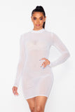 Romantic Sheer Mesh Dress White