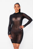 Romantic Sheer Mesh Dress Black