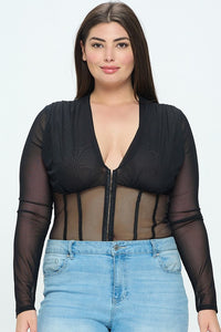 Plunging Bodysuit Plus Size