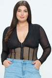 Plunging Bodysuit Plus Size