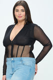 Plunging Bodysuit Plus Size