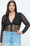 Plunging Bodysuit Plus Size