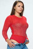 Night Life Bodysuit Red Plus Size