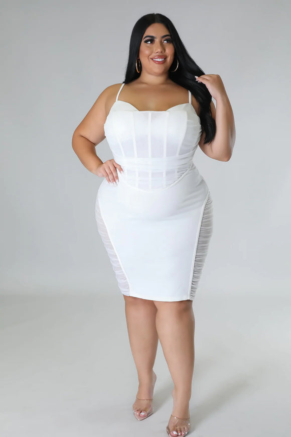 Plus size white corset cheap dress